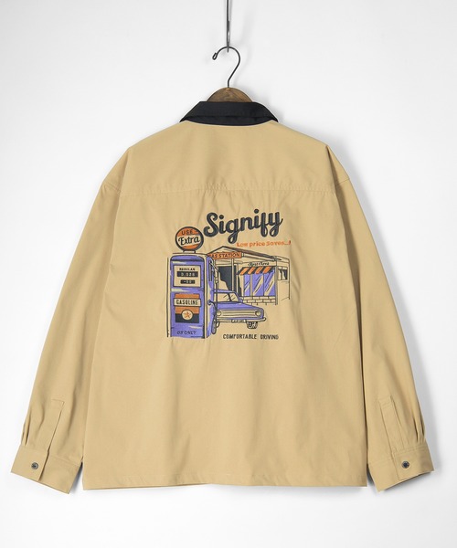 POWER TO THE PEOPLE(パワートゥーザピープル)の「【POWER TO THE PEOPLE/パワー トゥザ ピープル】ビッグシルエット ワッペン&イラスト刺繍 ワークツイル長袖シャツ(シャツ/ブラウス・メンズ・ホワイト/ブラック/ベージュ/サックスブルー/ホワイト系その他/ブラック系その他・M/L/XL)」の13枚目の写真