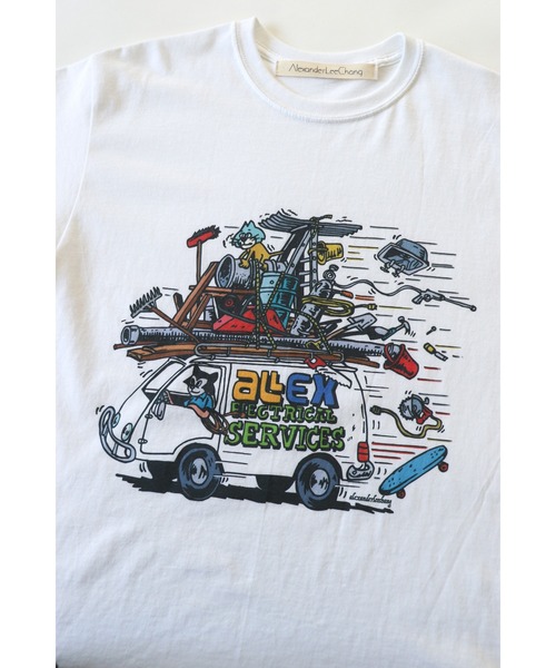 AlexanderLeeChang(アレキサンダーリーチャン)の「AlexanderLeeChang/アレキサンダーリーチャン ELECT T フロントグラフィック Tシャツ(Tシャツ/カットソー・メンズ・ホワイト/チャコールグレー/ライム・2/4/3)」の4枚目の写真
