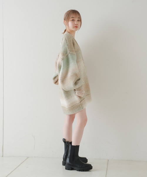 Kastane(カスタネ)の「【2022SSアイテム】グラデーションニットカーディガン(カーディガン/ボレロ・レディース・グリーン/ピンク・FREE)」の4枚目の写真