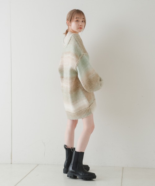 Kastane(カスタネ)の「【2022SSアイテム】グラデーションニットカーディガン(カーディガン/ボレロ・レディース・グリーン/ピンク・FREE)」の6枚目の写真