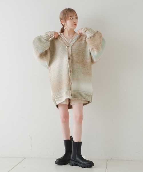 Kastane(カスタネ)の「【2022SSアイテム】グラデーションニットカーディガン(カーディガン/ボレロ・レディース・グリーン/ピンク・FREE)」の5枚目の写真