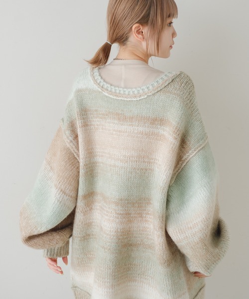 Kastane(カスタネ)の「【2022SSアイテム】グラデーションニットカーディガン(カーディガン/ボレロ・レディース・グリーン/ピンク・FREE)」の9枚目の写真