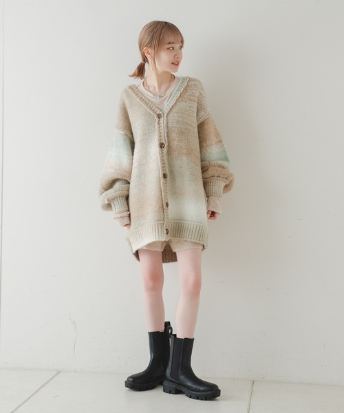 Kastane(カスタネ)の「【2022SSアイテム】グラデーションニットカーディガン(カーディガン/ボレロ・レディース・グリーン/ピンク・FREE)」の3枚目の写真