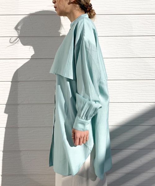 Q（キュー）の「ブライトローンヨークブラウス（シャツ/ブラウス・レディース・ライトグリーン/ラベンダー・MEDIUM）」の4枚目の写真