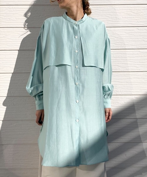 Q（キュー）の「ブライトローンヨークブラウス（シャツ/ブラウス・レディース・ライトグリーン/ラベンダー・MEDIUM）」の3枚目の写真