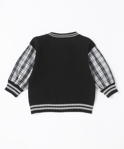 XLARGE KIDS（エクストララージキッズ）の「袖チェックニットプルオーバー（ニット/セーター・キッズ・ブラック/トップグレー・100cm/90cm/130cm/110cm/120cm/140cm）」の3枚目の写真