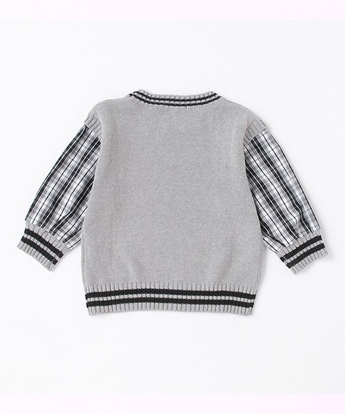 XLARGE KIDS（エクストララージキッズ）の「袖チェックニットプルオーバー（ニット/セーター・キッズ・ブラック/トップグレー・100cm/90cm/130cm/110cm/120cm/140cm）」の4枚目の写真
