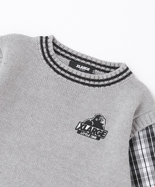 XLARGE KIDS（エクストララージキッズ）の「袖チェックニットプルオーバー（ニット/セーター・キッズ・ブラック/トップグレー・100cm/90cm/130cm/110cm/120cm/140cm）」の5枚目の写真
