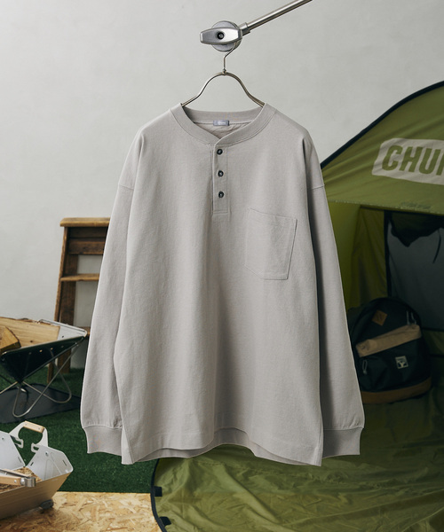 JOURNAL STANDARD relume（ジャーナルスタンダード　レリューム）の「ヘンリーネック Tシャツ（Tシャツ/カットソー・メンズ・ホワイト/ブラック/グレー・MEDIUM/LARGE）」の3枚目の写真