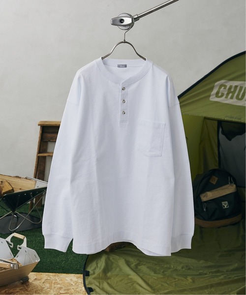 JOURNAL STANDARD relume（ジャーナルスタンダード　レリューム）の「ヘンリーネック Tシャツ（Tシャツ/カットソー・メンズ・ホワイト/ブラック/グレー・MEDIUM/LARGE）」の4枚目の写真