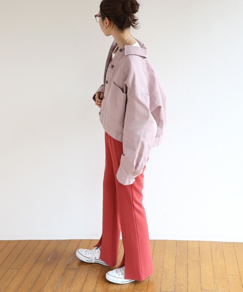 andme（アンドミー）の「ツイルデニムオーバーサイズジャケット（デニムジャケット・レディース・ブラック/グレー/オフホワイト/ピンク/ケミカルウォッシュ・M）」の13枚目の写真