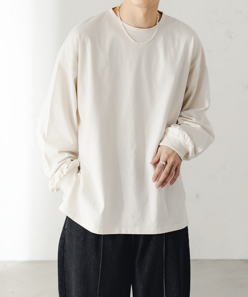 epnok(エプノック)の「ボリュームスリーブロンT(Tシャツ/カットソー・メンズ・ブラック/ナチュラル・SMALL/MEDIUM/LARGE)」の2枚目の写真
