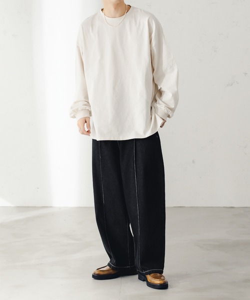 epnok(エプノック)の「ボリュームスリーブロンT(Tシャツ/カットソー・メンズ・ブラック/ナチュラル・SMALL/MEDIUM/LARGE)」の6枚目の写真