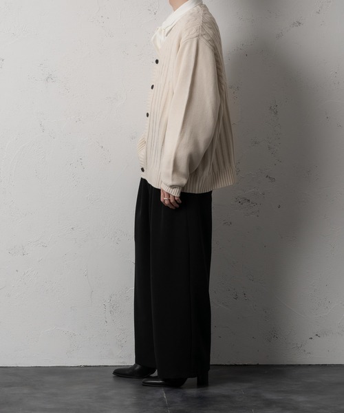 Adoon plain（アドーンプレーン）の「【Adoon plain】アシンメトリーカーディガン（カーディガン/ボレロ・メンズ・ブラック/クリーム・FREE）」の13枚目の写真