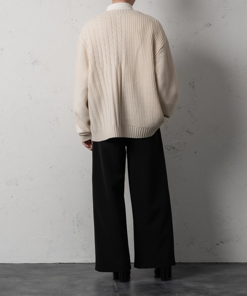 Adoon plain（アドーンプレーン）の「【Adoon plain】アシンメトリーカーディガン（カーディガン/ボレロ・メンズ・ブラック/クリーム・FREE）」の14枚目の写真