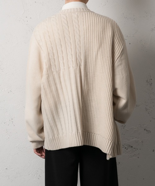 Adoon plain（アドーンプレーン）の「【Adoon plain】アシンメトリーカーディガン（カーディガン/ボレロ・メンズ・ブラック/クリーム・FREE）」の17枚目の写真