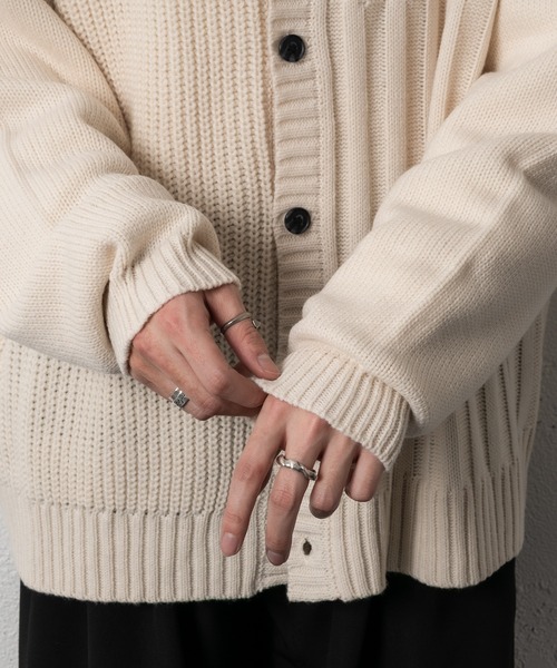 Adoon plain（アドーンプレーン）の「【Adoon plain】アシンメトリーカーディガン（カーディガン/ボレロ・メンズ・ブラック/クリーム・FREE）」の19枚目の写真