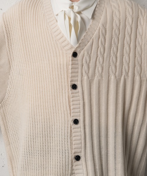 Adoon plain（アドーンプレーン）の「【Adoon plain】アシンメトリーカーディガン（カーディガン/ボレロ・メンズ・ブラック/クリーム・FREE）」の20枚目の写真