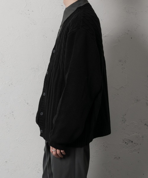 Adoon plain（アドーンプレーン）の「【Adoon plain】アシンメトリーカーディガン（カーディガン/ボレロ・メンズ・ブラック/クリーム・FREE）」の9枚目の写真