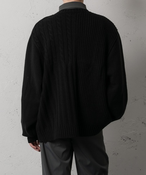 Adoon plain（アドーンプレーン）の「【Adoon plain】アシンメトリーカーディガン（カーディガン/ボレロ・メンズ・ブラック/クリーム・FREE）」の10枚目の写真