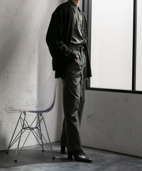 Adoon plain（アドーンプレーン）の「【Adoon plain】アシンメトリーカーディガン（カーディガン/ボレロ・メンズ・ブラック/クリーム・FREE）」の3枚目の写真