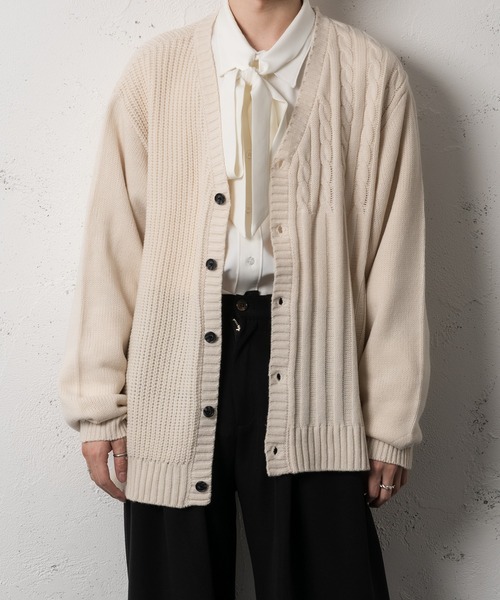 Adoon plain（アドーンプレーン）の「【Adoon plain】アシンメトリーカーディガン（カーディガン/ボレロ・メンズ・ブラック/クリーム・FREE）」の22枚目の写真