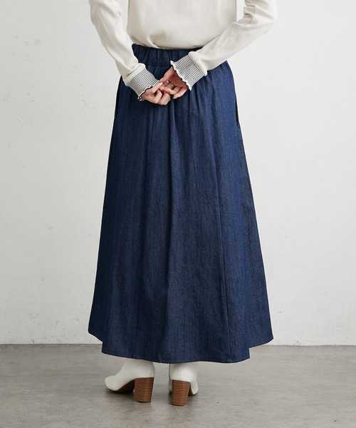 PUAL CE CIN（ピュアルセシン）の「【WEB限定】綿デニムスカート（デニムスカート・レディース・ブラック/インディゴブルー・FREE）」の4枚目の写真