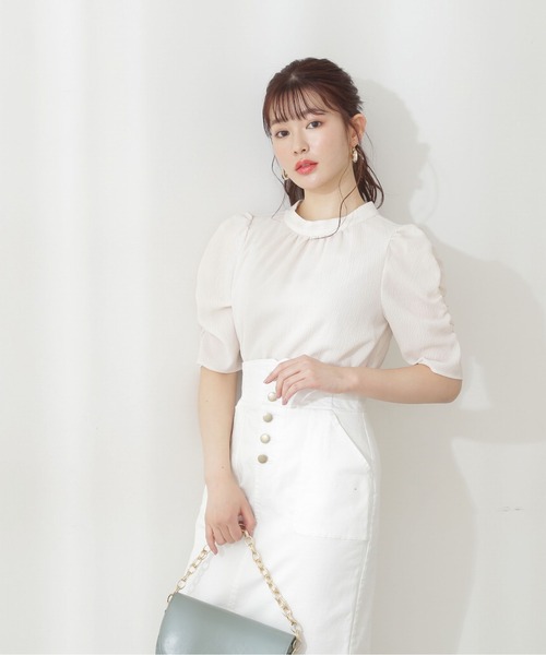 PROPORTION BODY DRESSING（プロポーションボディドレッシング）の「ギャザースリーブブラウス / 1212110308（シャツ/ブラウス・レディース・ホワイト系その他/ブルー/オフホワイト・MEDIUM/SMALL）」の2枚目の写真