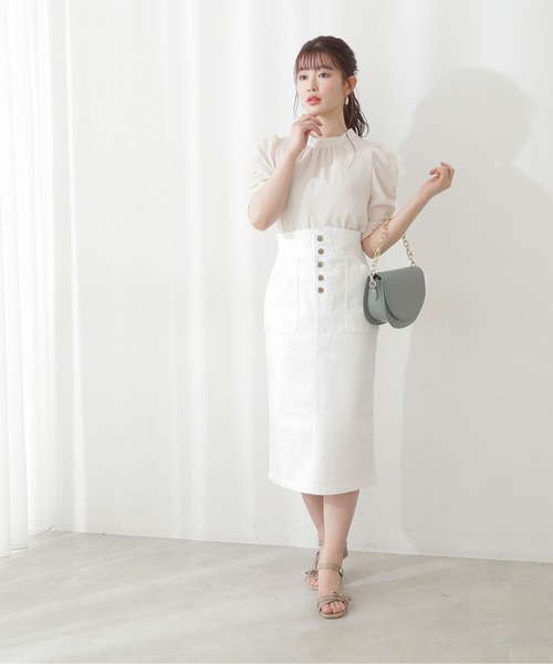 PROPORTION BODY DRESSING（プロポーションボディドレッシング）の「ギャザースリーブブラウス / 1212110308（シャツ/ブラウス・レディース・ホワイト系その他/ブルー/オフホワイト・MEDIUM/SMALL）」の15枚目の写真