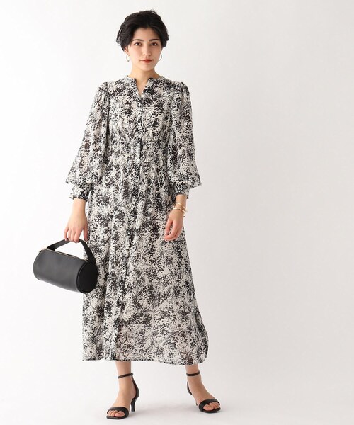 OPAQUE.CLIP（オペークドットクリップ）の「◆ドットプリントエアリージャカード フレアボリュームワンピース（ワンピース・レディース・ブルー系5/ブラック系・00）」の15枚目の写真