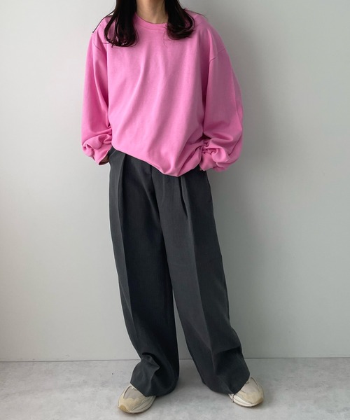 LE MORE（リモア）の「ボリュームスリーブカラーロンTEE（Tシャツ/カットソー・レディース・ホワイト/ブラック/ピンク/オレンジ/グリーン・FREE）」の4枚目の写真