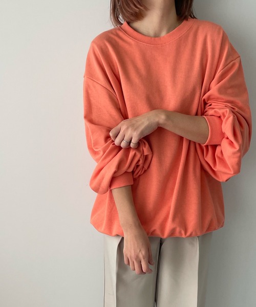 LE MORE（リモア）の「ボリュームスリーブカラーロンTEE（Tシャツ/カットソー・レディース・ホワイト/ブラック/ピンク/オレンジ/グリーン・FREE）」の5枚目の写真