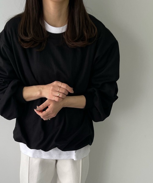 LE MORE（リモア）の「ボリュームスリーブカラーロンTEE（Tシャツ/カットソー・レディース・ホワイト/ブラック/ピンク/オレンジ/グリーン・FREE）」の3枚目の写真