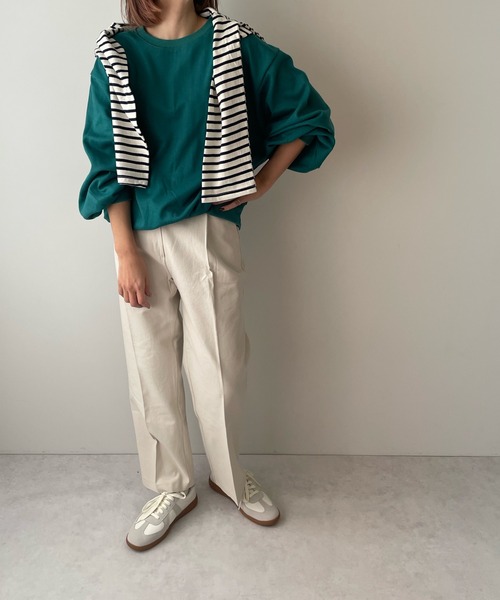 LE MORE（リモア）の「ボリュームスリーブカラーロンTEE（Tシャツ/カットソー・レディース・ホワイト/ブラック/ピンク/オレンジ/グリーン・FREE）」の9枚目の写真