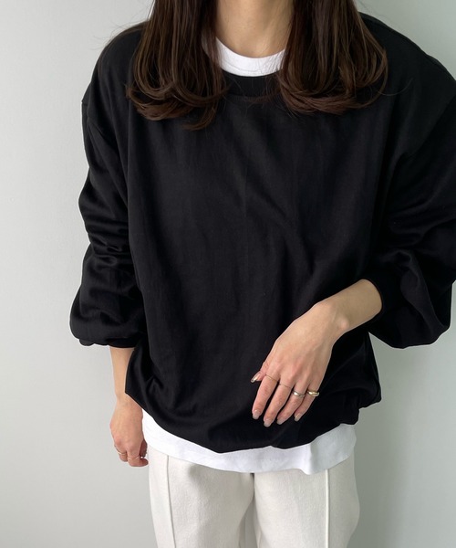 LE MORE（リモア）の「ボリュームスリーブカラーロンTEE（Tシャツ/カットソー・レディース・ホワイト/ブラック/ピンク/オレンジ/グリーン・FREE）」の10枚目の写真