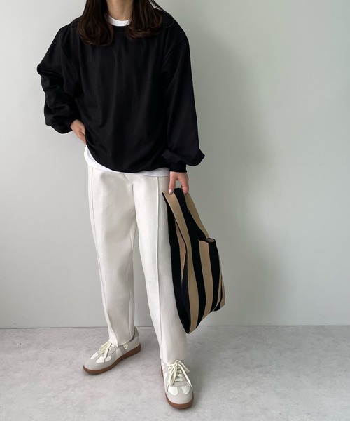 LE MORE（リモア）の「ボリュームスリーブカラーロンTEE（Tシャツ/カットソー・レディース・ホワイト/ブラック/ピンク/オレンジ/グリーン・FREE）」の12枚目の写真