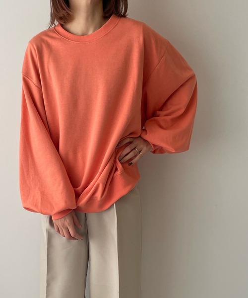 LE MORE（リモア）の「ボリュームスリーブカラーロンTEE（Tシャツ/カットソー・レディース・ホワイト/ブラック/ピンク/オレンジ/グリーン・FREE）」の13枚目の写真