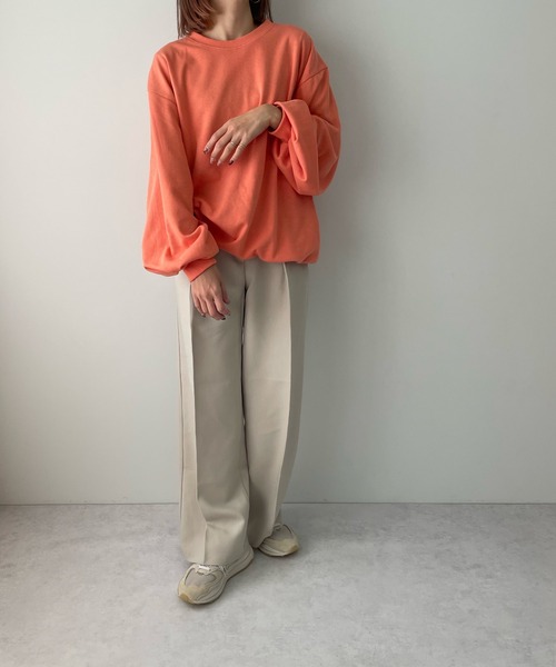 LE MORE（リモア）の「ボリュームスリーブカラーロンTEE（Tシャツ/カットソー・レディース・ホワイト/ブラック/ピンク/オレンジ/グリーン・FREE）」の14枚目の写真