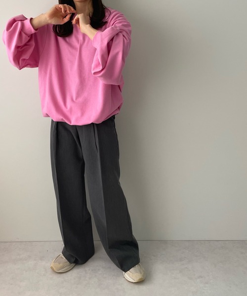 LE MORE（リモア）の「ボリュームスリーブカラーロンTEE（Tシャツ/カットソー・レディース・ホワイト/ブラック/ピンク/オレンジ/グリーン・FREE）」の18枚目の写真