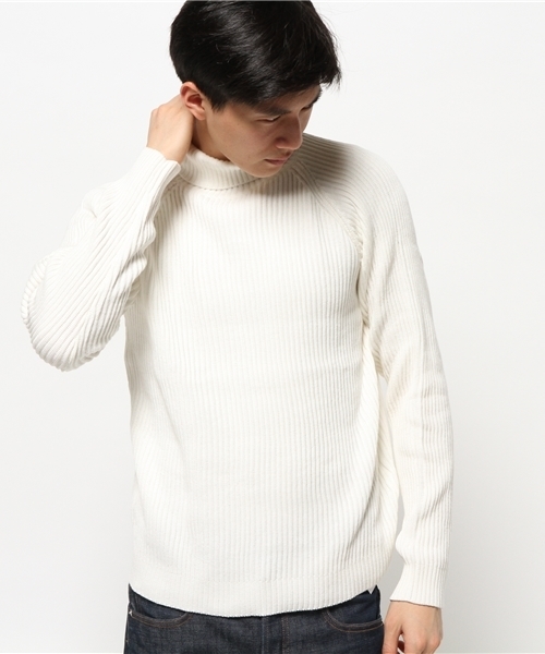 CIAOPANIC（チャオパニック）の「【Ciaopanic】コットン両畦RIBタートル（ニット/セーター・メンズ・ホワイト/グレー・MEDIUM/LARGE）」の2枚目の写真