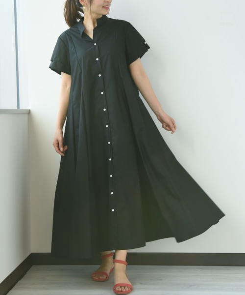 INTERPLANET(インタープラネット)の「ボリュームシャツワンピース(シャツワンピース・レディース・ブラック/ベージュ・FREE)」の1枚目の写真