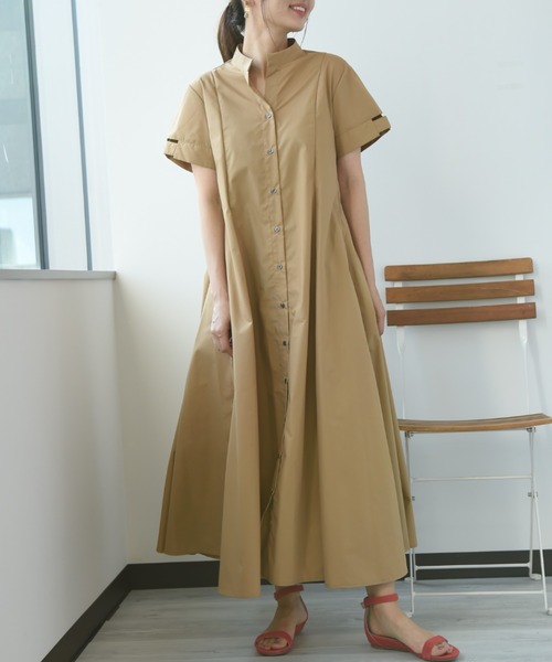 INTERPLANET(インタープラネット)の「ボリュームシャツワンピース(シャツワンピース・レディース・ブラック/ベージュ・FREE)」の4枚目の写真