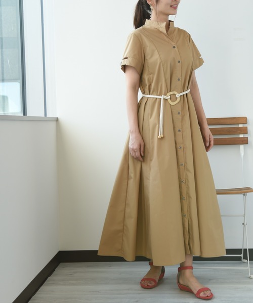 INTERPLANET(インタープラネット)の「ボリュームシャツワンピース(シャツワンピース・レディース・ブラック/ベージュ・FREE)」の8枚目の写真