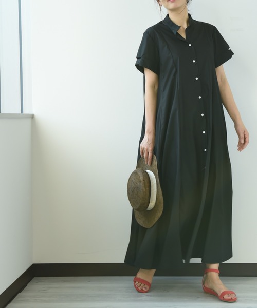 INTERPLANET(インタープラネット)の「ボリュームシャツワンピース(シャツワンピース・レディース・ブラック/ベージュ・FREE)」の14枚目の写真