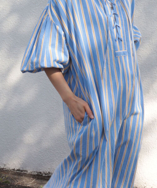 fredy emue（フレディエミュ）の「ストライプ袖ボリュームワンピース（シャツワンピース・レディース・ブルー系その他3/ピンク系その他3・38）」の8枚目の写真