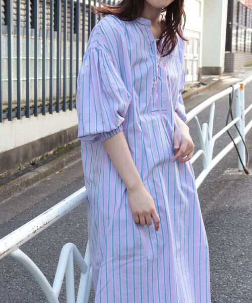 fredy emue（フレディエミュ）の「ストライプ袖ボリュームワンピース（シャツワンピース・レディース・ブルー系その他3/ピンク系その他3・38）」の12枚目の写真