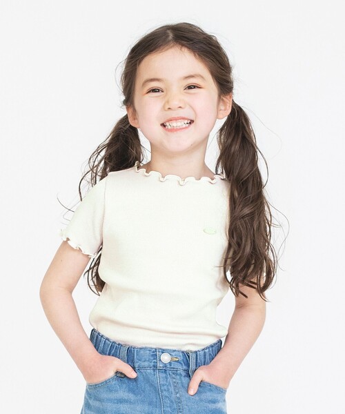 BRANSHES（ブランシェス）の「テレコ半袖Tシャツ（Tシャツ/カットソー・キッズ・ブラック/アイボリー/ラベンダー/ライトグレー/その他/ピンク・90/110/130/150/120/100/140）」の2枚目の写真