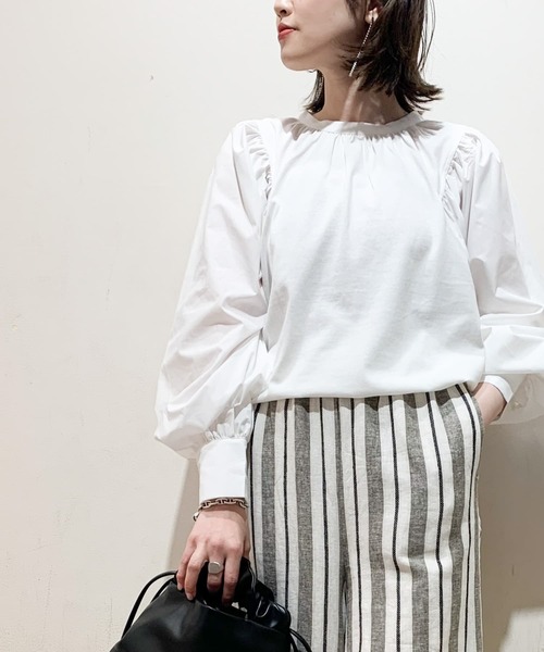 ITEMS URBANRESEARCH（アイテムズ アーバンリサーチ）の「ソデフハクTシャツ（Tシャツ/カットソー・レディース・チャコールグレー/オフホワイト/カーキ・FREE）」の2枚目の写真