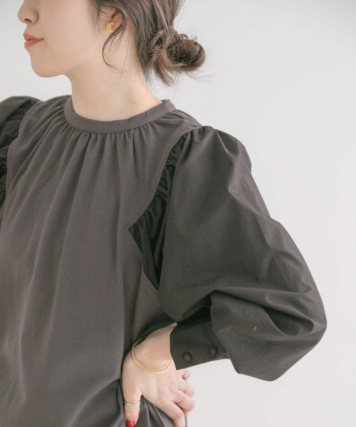 ITEMS URBANRESEARCH（アイテムズ アーバンリサーチ）の「ソデフハクTシャツ（Tシャツ/カットソー・レディース・チャコールグレー/オフホワイト/カーキ・FREE）」の3枚目の写真