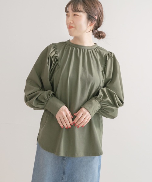 ITEMS URBANRESEARCH（アイテムズ アーバンリサーチ）の「ソデフハクTシャツ（Tシャツ/カットソー・レディース・チャコールグレー/オフホワイト/カーキ・FREE）」の4枚目の写真